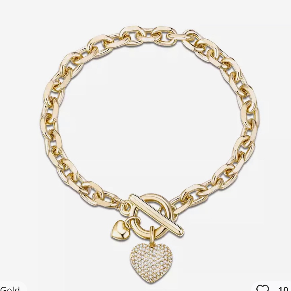 Gold Heart Toggle Chain Bracelet - Women Jewelry